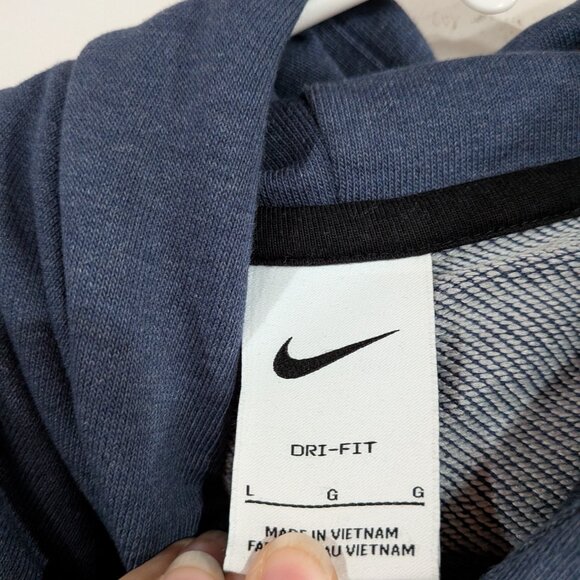 Nike DryFit Wide Bottom Hoodie Navy Blue Size Large - Picture 2 of 4